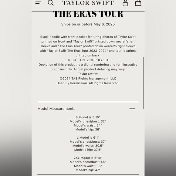 TAYLOR SWIFT THE ERAS INTERNATIONAL TOUR GREY PHOTO HOODIE - Picture 5 of 11